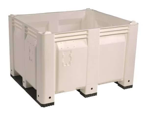 Bulk Container, 25.4 cu ft, 48 in L, 40 in W, 31 in H, White, Plastic