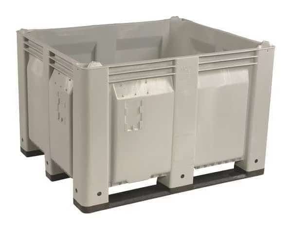 Bulk Container, 25.4 cu ft, Gray, Plastic
