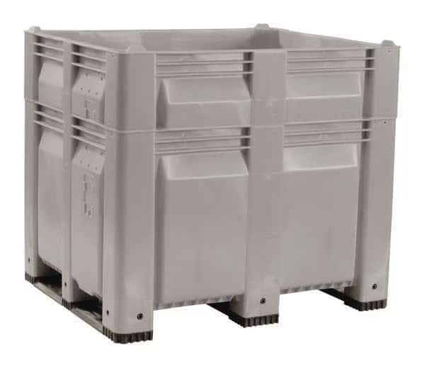 Bulk Container, 39 cu ft, 48 in L, 40 in W, 46 in H, Gray, Plastic