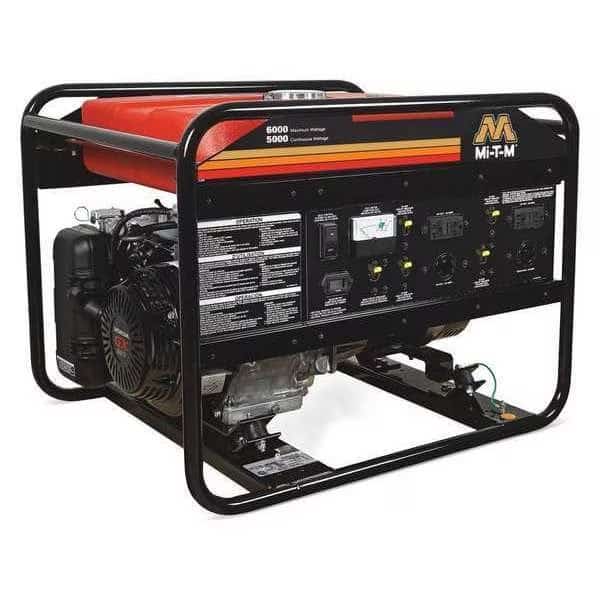 Portable Generator, Gasoline, 5,000 W Rated, 6,000 W Surge, Recoil Start, 120/240V AC, 41.7/20.8 A