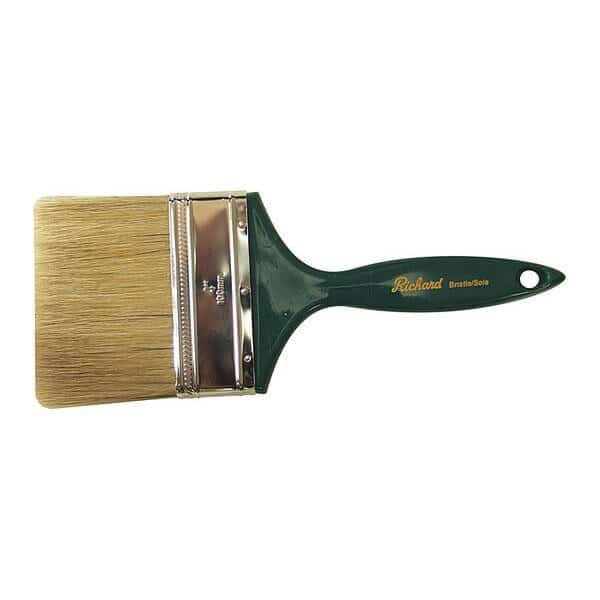 4" Straight Paint Brush, White China Bristle, Plastic Handle, 1, Richard, Mfr#: 80354