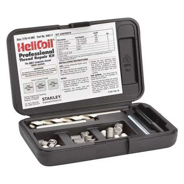 Free-Running Helical Insert Repair Kit, Helical Inserts, 7/16"-14, Plain 18-8 Stainless Steel, STANLEY ENGINEERED FASTENING, Mfr# 5401-7