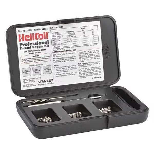 Free-Running Helical Insert Repair Kit, Helical Inserts, #8-32, Plain 18-8 Stainless Steel