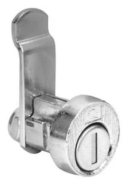 Pin Tumbler Keyed Cam Lock, Bright Nickel, 1/16 in For Door Thickness, 2 Number of Keys