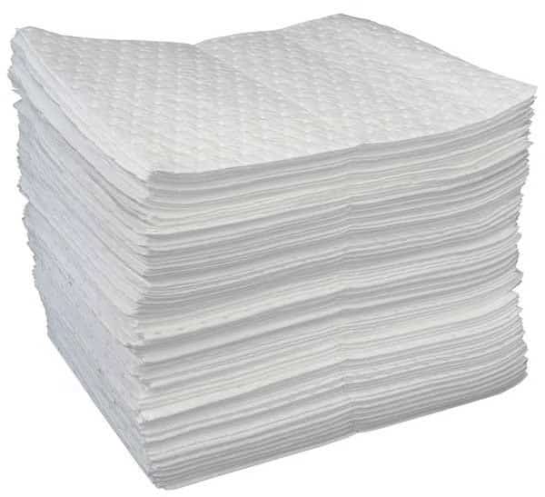 Sorbent Pad, 25 gal, 15 in x 19 in, Universal, White, Polypropylene