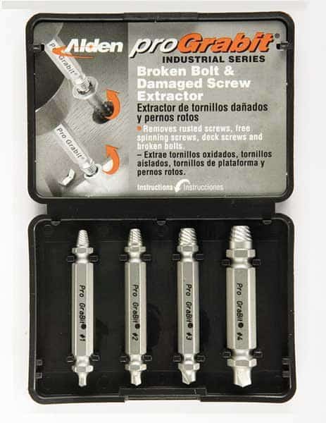 Drill/Extractor Set, 4 PC, No 4-3/8 In Cap