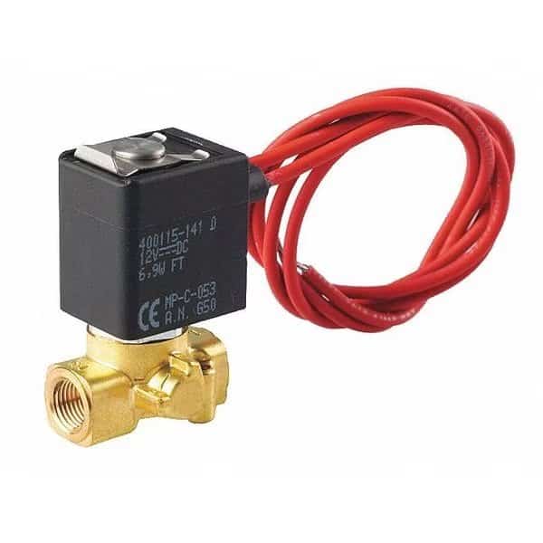 Solenoid Valve, 2-Way, 2-Position, Normally Closed, 1/8 in Pipe Size, 24V DC, Compact, Brass, FKM
