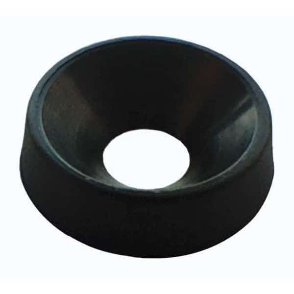 Countersunk Washer, Fits Bolt Size #8 , Nylon Black Finish, 20 PK