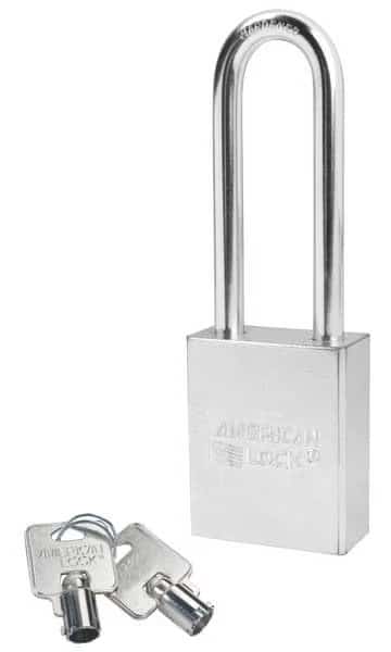 Padlock, Keyed Alike, Long Shackle, Rectangular Steel Body, Boron Shackle, 3/4 in W