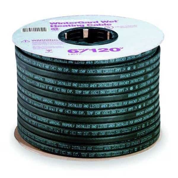 Cut-to-Length Electric Heating Cable, 120VAC, 250 ft L x 7/16 in W, Indoor/Outdoor, Black