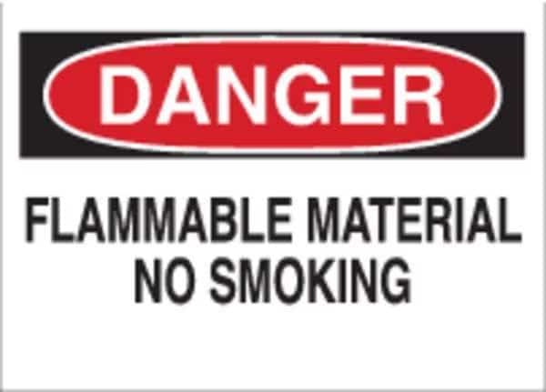 Danger No Smoking Sign, 7" H, 10" W, Fiberglass, Rectangle, English, 47148