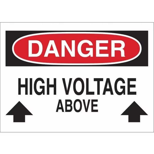 Danger Sign, 14 in Height, 20 in Width, Fiberglass, Rectangle, English