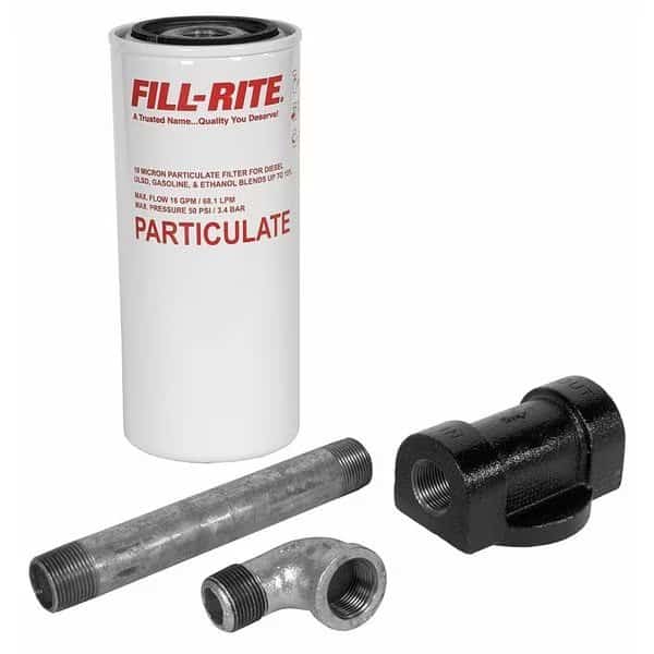 Filter Housing For Fill-Rite Pumps, 3/4 in NPT, 18 gpm, 50 psi, 11 in H, Cast Aluminum, White