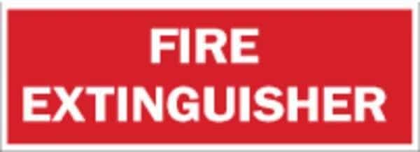 Fire Extinguisher Sign, 5 in Height, 14 in Width, Polyester, Rectangle, English