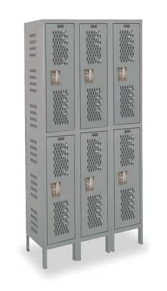 Wardrobe Locker, 36 in W, 18 in D, 78 in H, (2) Tier, (3) Wide, Dark Gray