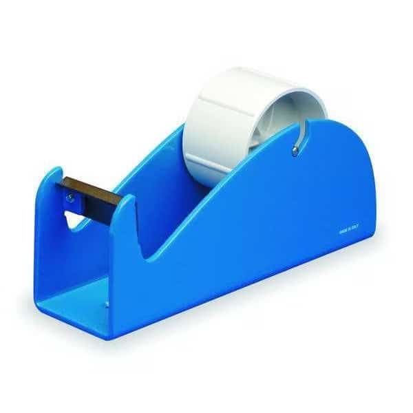 Tape Dispenser, 2 in Max. Tape Width. 5 1/2 in Tape Core Dia, Not Applicable, Steel, Blue