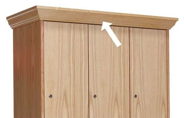 Locker Crown Molding, Wood, W 36 In, H 3 In