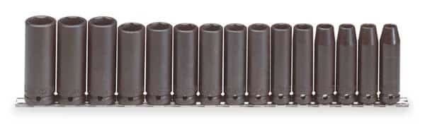 1/2" Drive Deep Impact Socket Set, Metric, 15 pcs