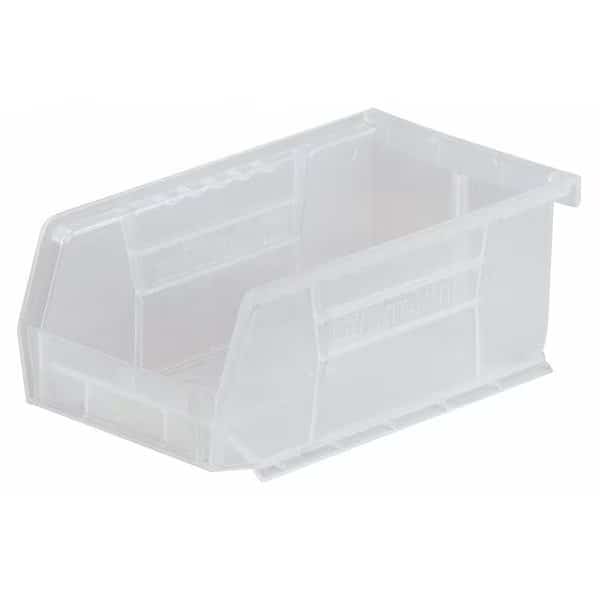 Hang & Stack Storage Bin, Plastic, Clear, 7 in H, 8 1/4 in W, 14 3/4 in L