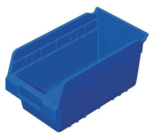 Shelf Storage Bin, Plastic, Blue, 6 in H, 6 5/8 in W, 11 5/8 in L