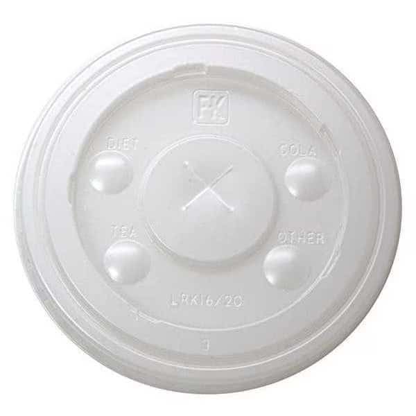Lid for 16, 20 oz. Cold Cup, Flat, Identification Buttons, Straw Slot, Translucent, Pk1000