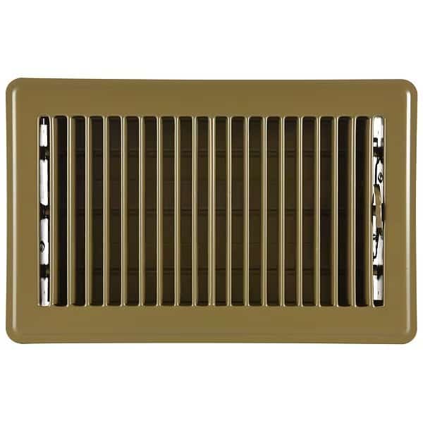 6 in x 10 in Floor Register, 45 Degree Louvered, Lay-In, One-Way, Brown, Steel