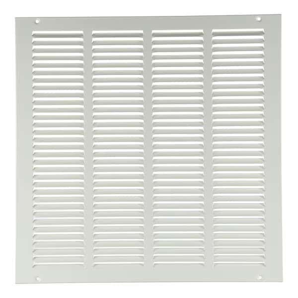 24 in x 24 in Return Air Grille, 45 Degree Louvered, One-Way, White, Steel