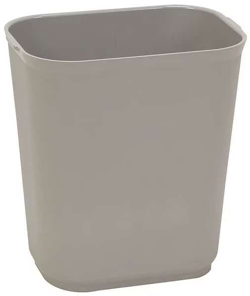 7 gal Rectangular Trash Can, Gray, 10 1/2 in Dia, None, Fiberglass