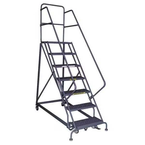 106 in H Steel Rolling Ladder, 7 Steps, 600 lb Load Capacity