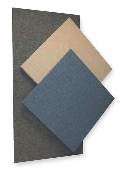 Acoustic Panel, 0.75 NRC, Fabric Faced Fiberglass, 24 in W, 4 ft L, 1 in Thick, Blue