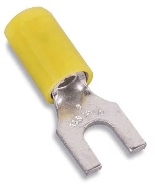 12-10 AWG Vinyl Fork Terminal 1/4" Stud PK50