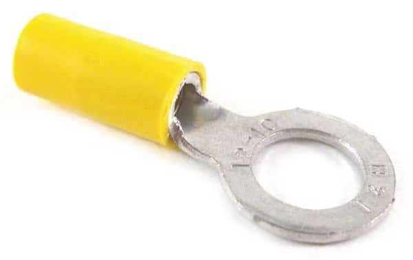 Ring Terminal, #6 Stud Size, 10 AWG, 600 V, Vinyl Insulated, Yellow, Crimp Termination Only, 50 PK