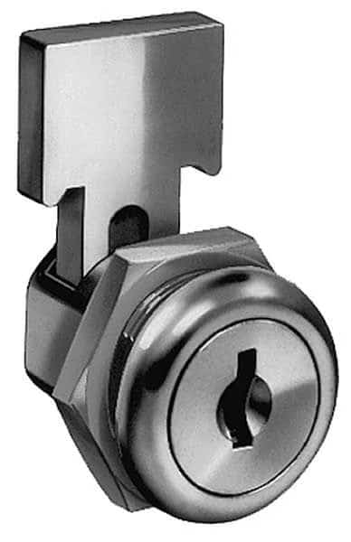 Cabinet and Drawer Dead Bolt Locks, Bright Nickel, 1/4" For Door Thickness, 0 Number of Keys
