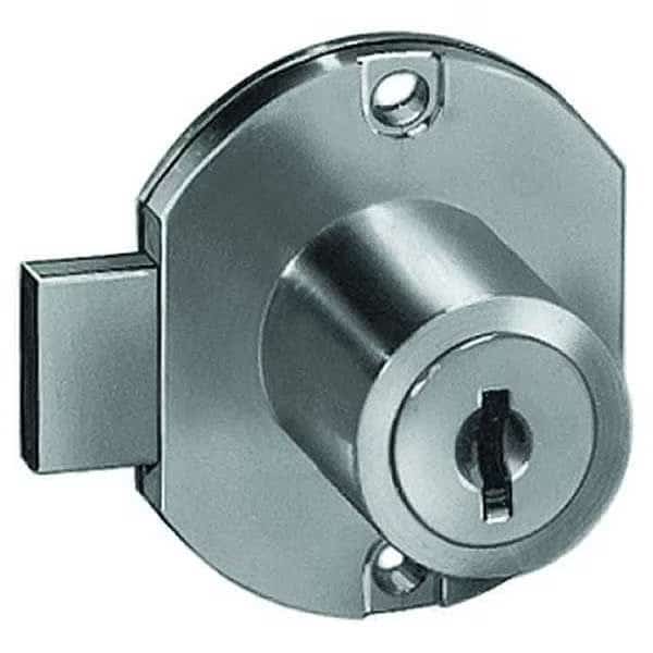 Cabinet and Drawer Dead Bolt Locks, Brass, 15/16" For Door Thickness, 0 Number of Keys