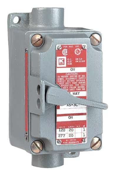 Motor Starter, Toggle, 20A, 3/4In Hubs, 3P
