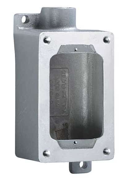 Electrical Box, 22 cu in, Device Box Type, 1 Gang, Aluminum, Rectangular Shape