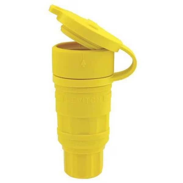 Watertight Locking Connector, L2-20R, 20 A, 250V AC, Single Phase, 2 Pole, Screw Terminals, Yellow