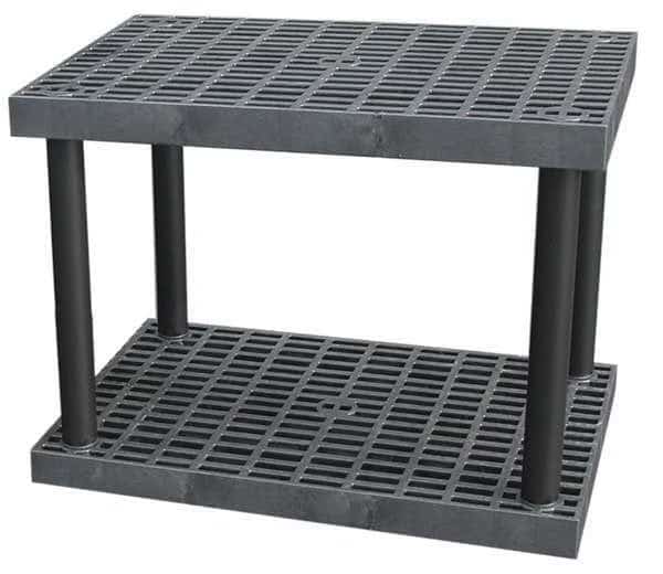 Freestanding Plastic Shelving, Open Style, 24 in D, 36 in W, 27 in H, 2 Shelves, Black