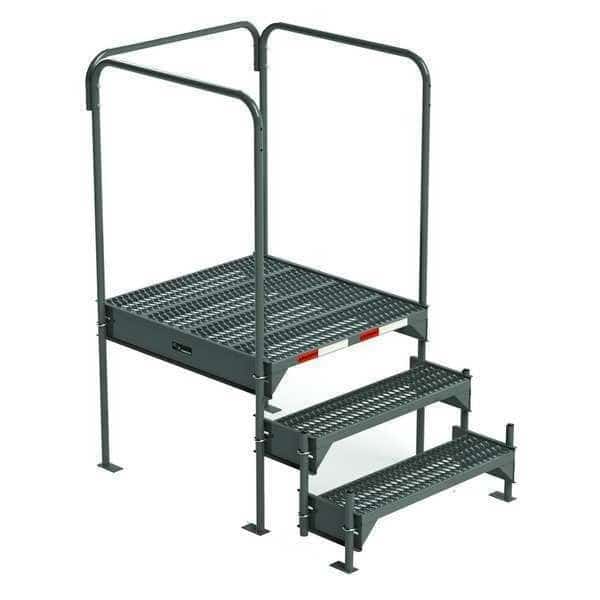 Custom Work Platform, 3 Steps, Modular, 35"W x 39"L Platform, Adjustable to 24"-27"H, Style 2