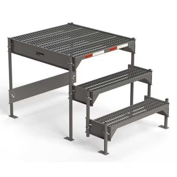Custom Work Platform, 3 Steps, Modular, 35"W x 39"L Platform, Adjustable to 24"-27"H, Style 1