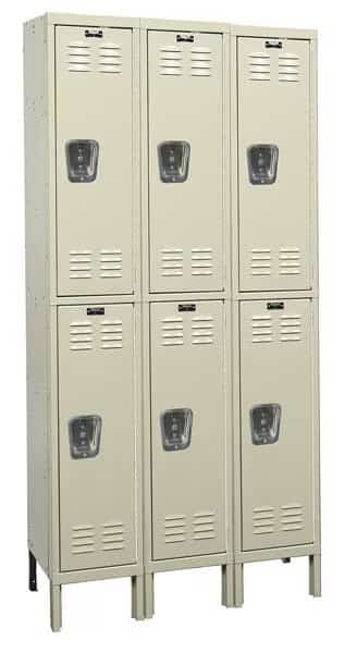 Wardrobe Locker, 36 in W, 15 in D, 78 in H, (2) Tier, (3) Wide, Tan, HALLOWELL, Mfr# U3258-2G-A-PT