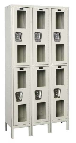 Wardrobe Locker, 36 in W, 18 in D, 78 in H, (2) Tier, (3) Wide, Tan