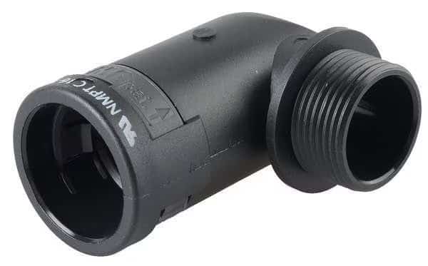Elbow 90 deg., 0.620 in., Black, Polyamides