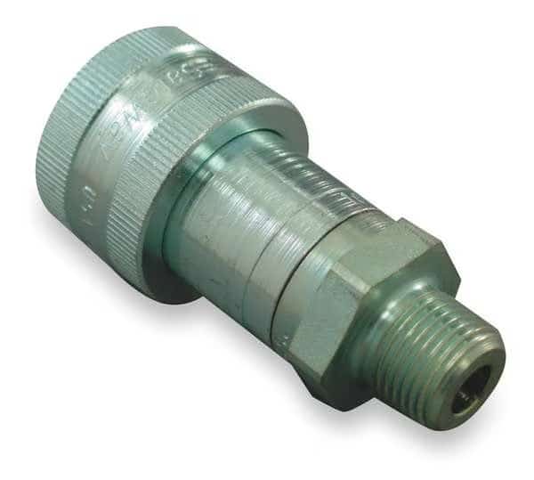 Hydraulic Quick Connect Hose Coupling, Steel Body, Thread-to-Connect Lock, 3/8"-18 Thread Size, SAFEWAY HYDRAULICS, Mfr# S35-3P