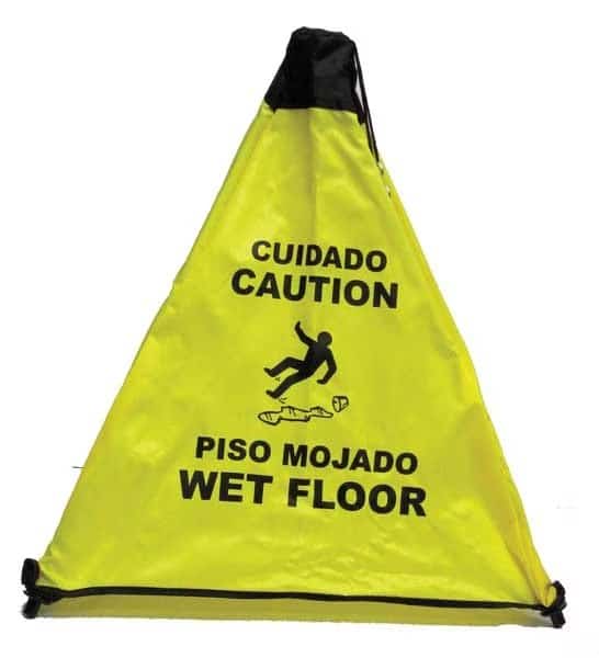 Safety Cone, 18 in Height, 18 1/2 in Width, Cloth, Triangle, English, Spanish