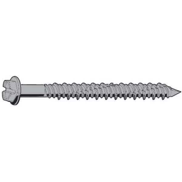 Concrete Screw, 1/4" Dia., Hex, 4 in L, 410 Stainless Steel Silver Ruspert, 100 PK