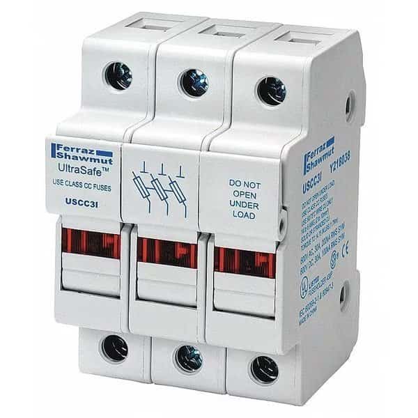 Fuse Block, Midget and CC Class, 30A, 3 Pol, MERSEN, Mfr# USCC3I