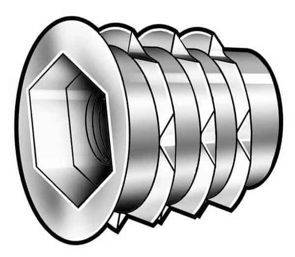 Hex Drive Threaded Insert, #10-32 Int Thrd Sz, 33/64 in L, 7/16 in Dia., Zinc Alloy, Plain, 1000 PK