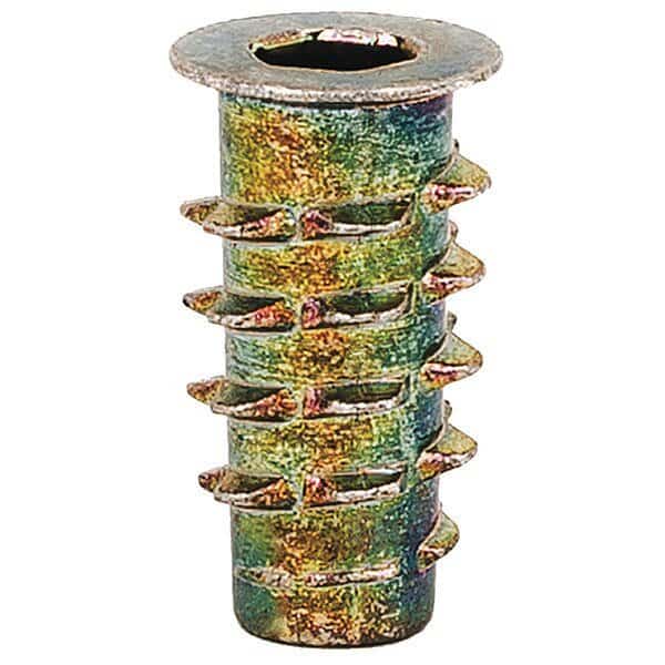 Hex Drive Threaded Insert, #10-32 Int Thrd Sz, 25/32 in L, 29/64 in Dia., Zinc Alloy, Plain, 25 PK