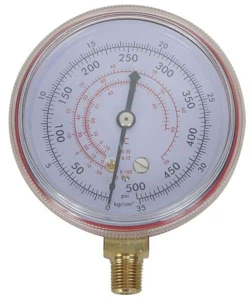 Gauge,2-1/2 In Dia,High Side,Red,500 psi, Mfr#: 4CFD2, EnjoyTool select